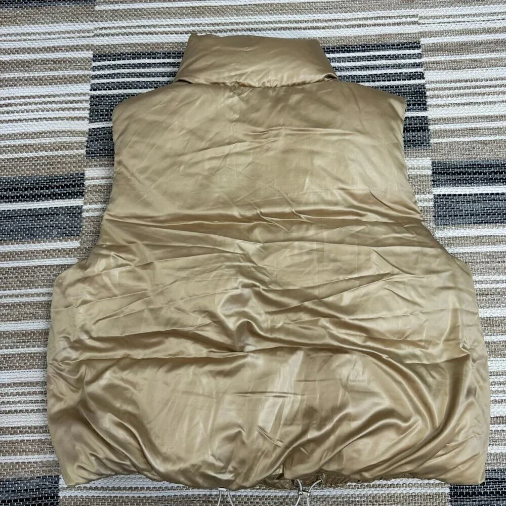 Beyond Yoga Women's‎ Pillow Puffer Vest Duck Down Zip Front Travertine Size L
